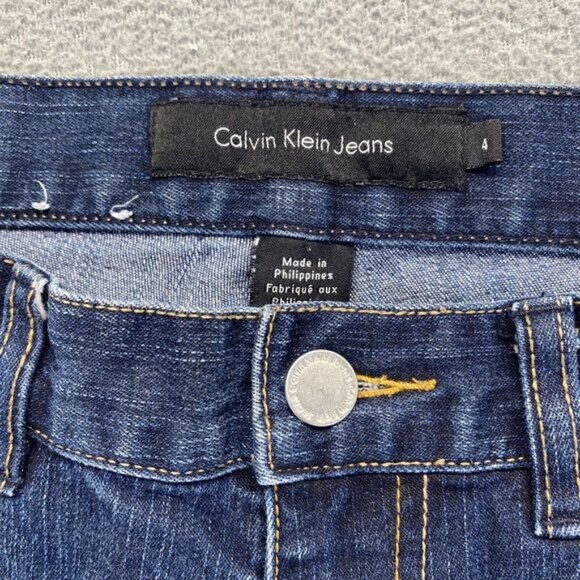 Calvin Klein Women Boot Button Dark Wash Cotton Denim Jeans Size 4 - Picture 10 of 12